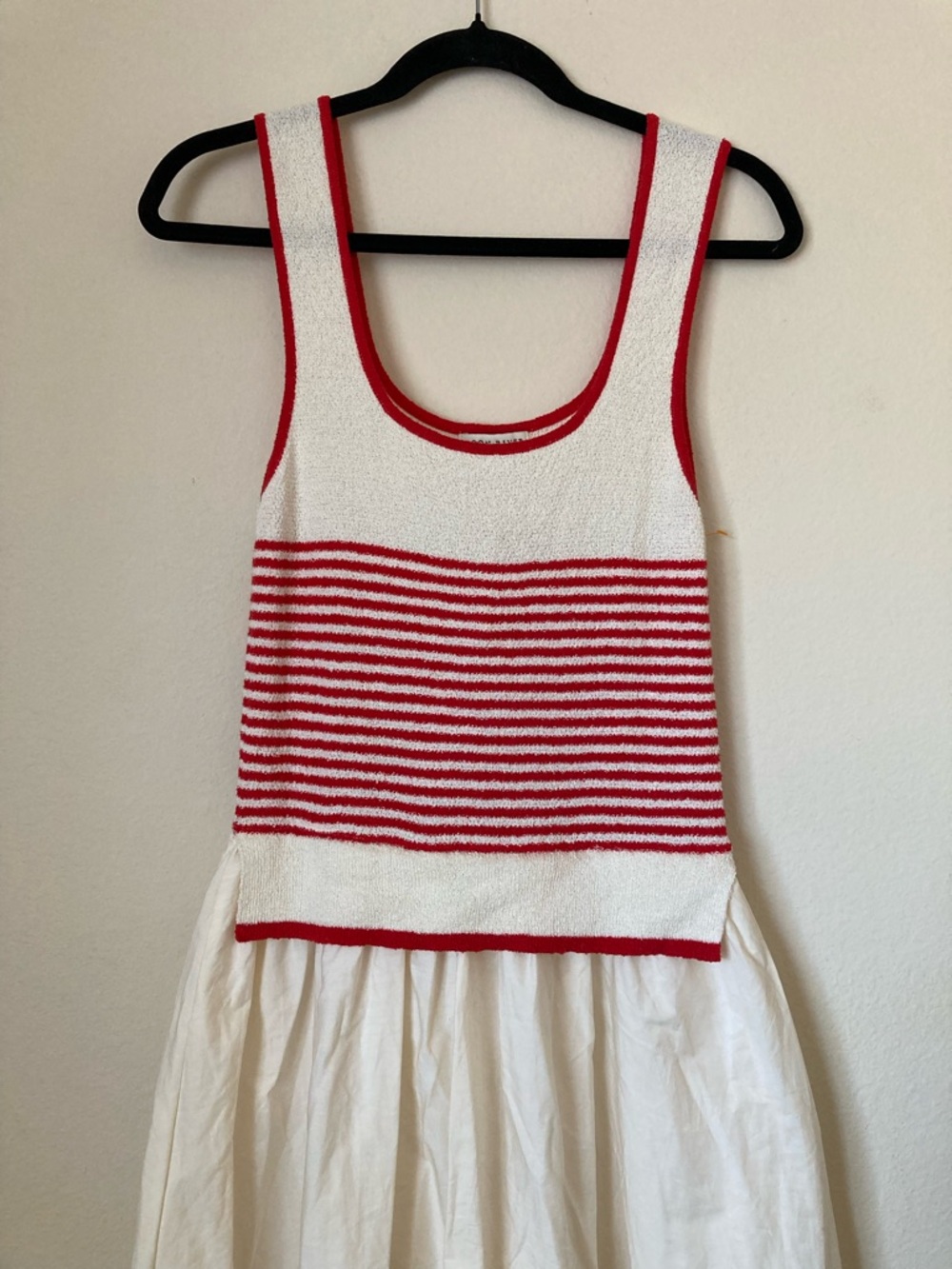 Moon River Cream Maxi Dress with Red Knit Striped Bodice | NWT - Picture 5 of 9